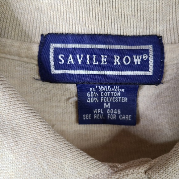 Savile Row Shirt Mens Medium Beige Polo Heathered Golf Rugby Cotton Blend Preppy - Picture 3 of 9